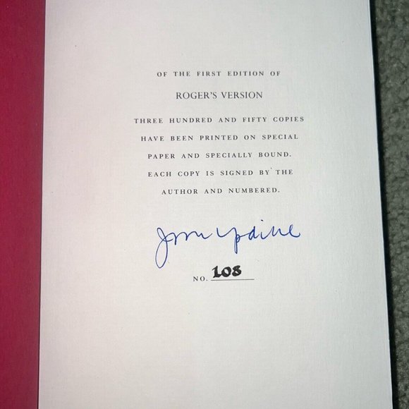 John Updike Roger’s Version Signed 1st Edition! 1986 RARE #108/350 Book W Cover! - Picture 6 of 8